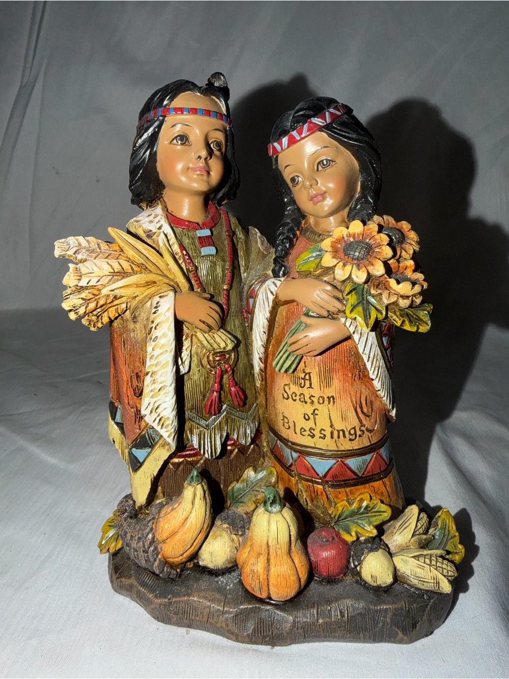 Thanksgiving Native American Figurine Season of Blessings Fall Harvest Decor